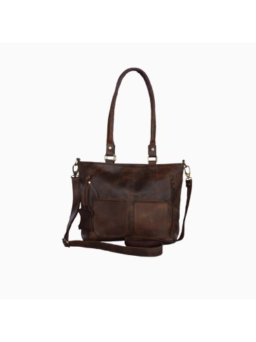 Madosh Genuine Leather Brown Tote Bag Messenger Bag Ladies Purse Crossbody Shoulder Satchel Handbag